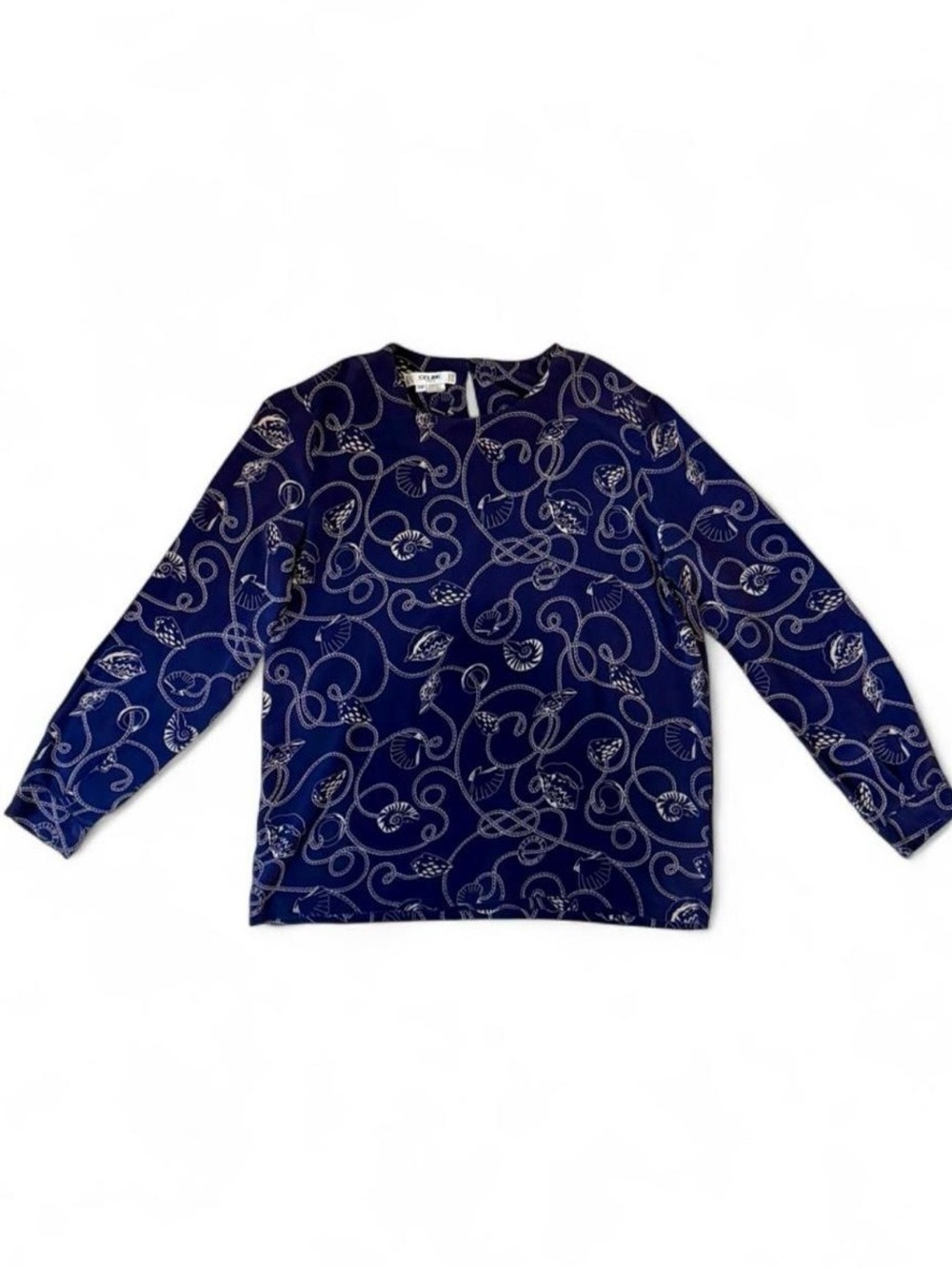Vintage Celine Paris 100% Silk Seashell / Nautical Top